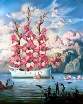  contemporary Canvas - modern contemporary 08 surrealism ship of flowers